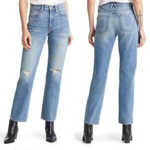 Slvrlake Cotton High Waist Stella Distressed Knees Straight Leg Jeans 31